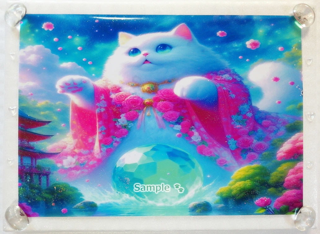 Imperio gato 102 A4 Santuario gato blanco dibujado a mano pintura arte CG original