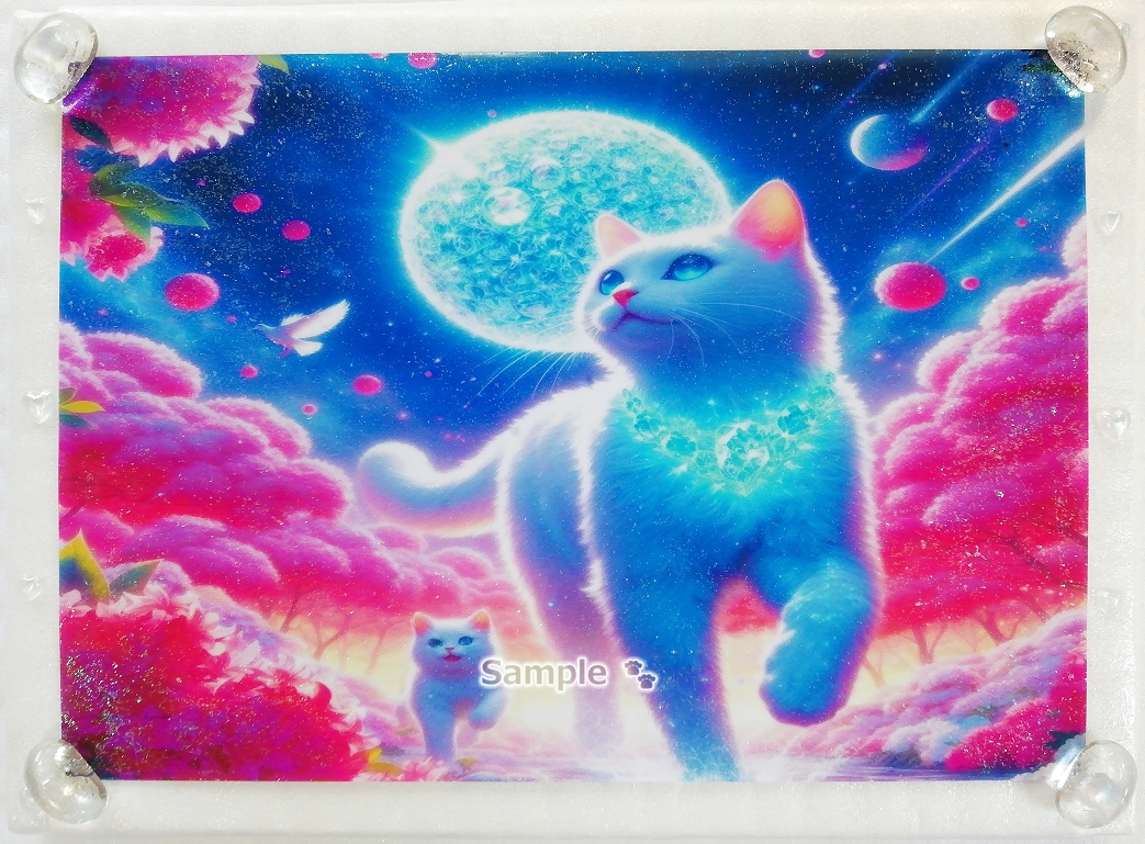 Imperio gato 137 A4 Gato blanco padre hijo dibujado a mano pintura arte CG original