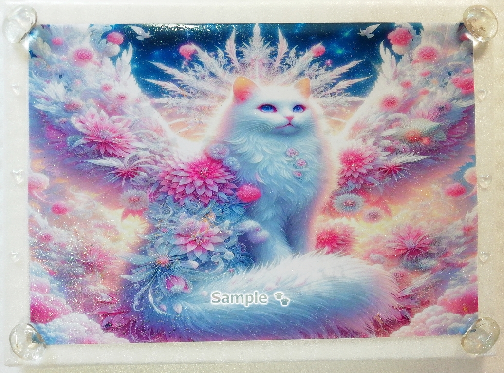 Imperio gato 147 A4 Dios gato blanco dibujado a mano pintura arte CG original