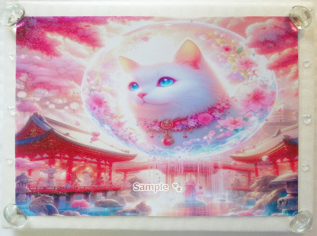 Imperio gato 15 A4 Santuario gato blanco dibujado a mano pintura arte CG original