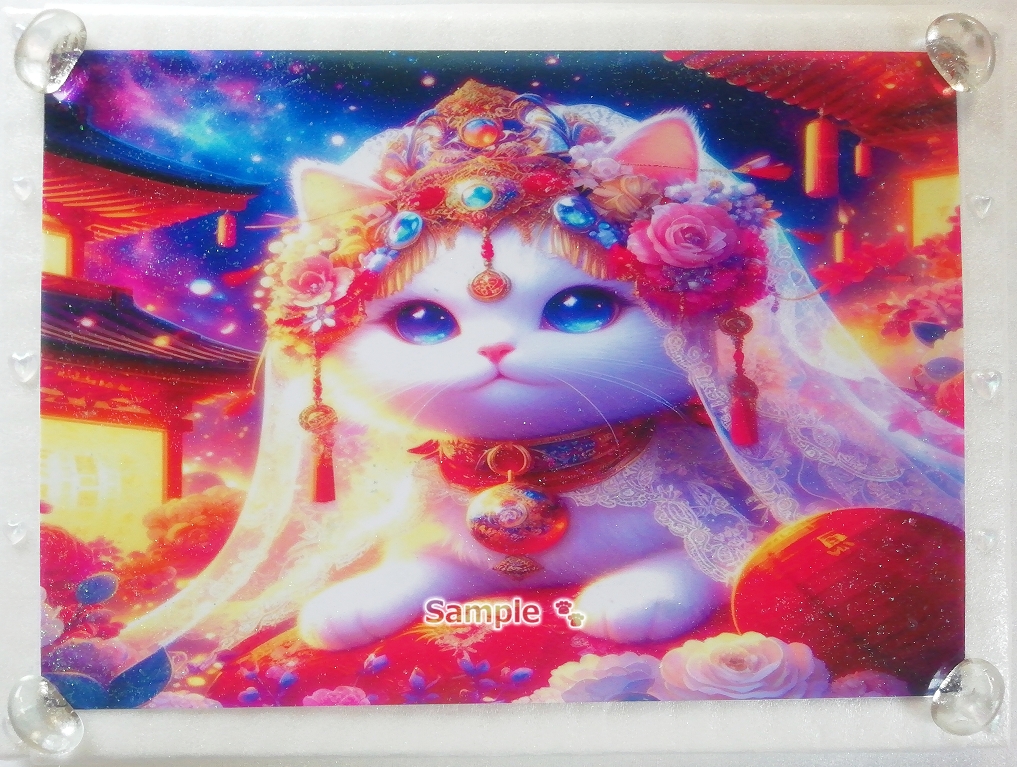 Imperio gato 166 A4 Santuario gato blanco dibujado a mano pintura arte CG original