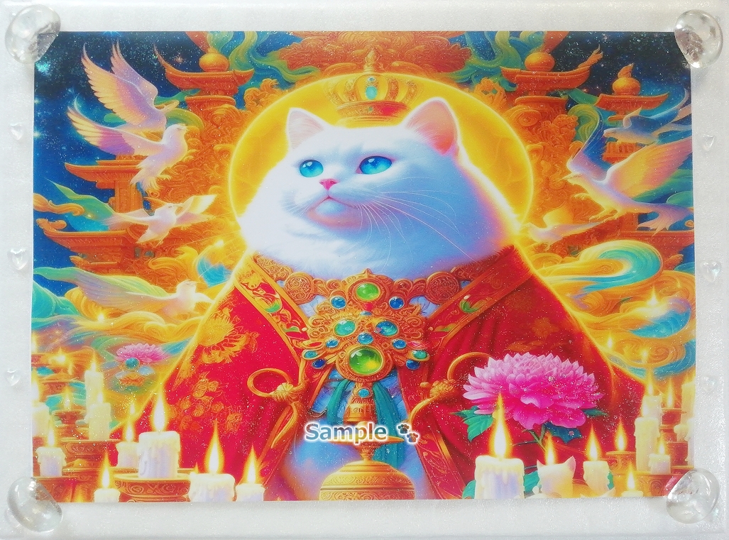 Empire des chats 28 A4 Dieu chat blanc peinture dessinée à la main art CG original