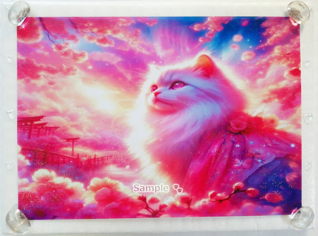 Imperio gato 32 A4 Santuario gato blanco esponjoso dibujado a mano pintura arte CG original