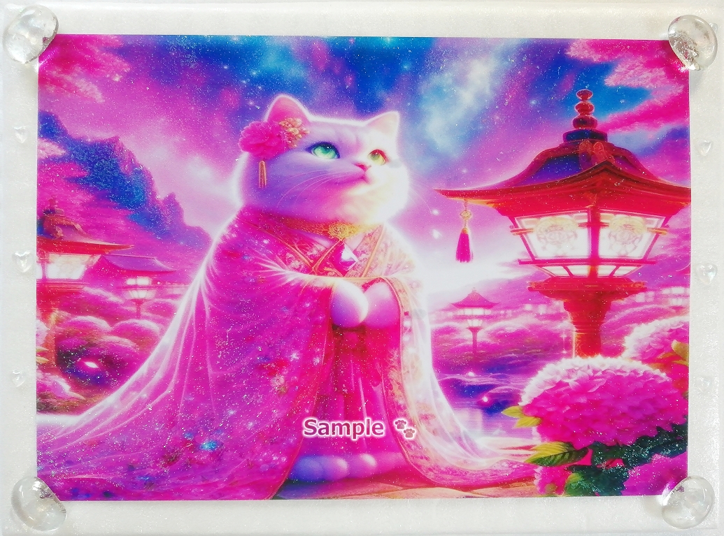 Imperio gato 38 A4 Santuario gato blanco dibujado a mano pintura arte CG original