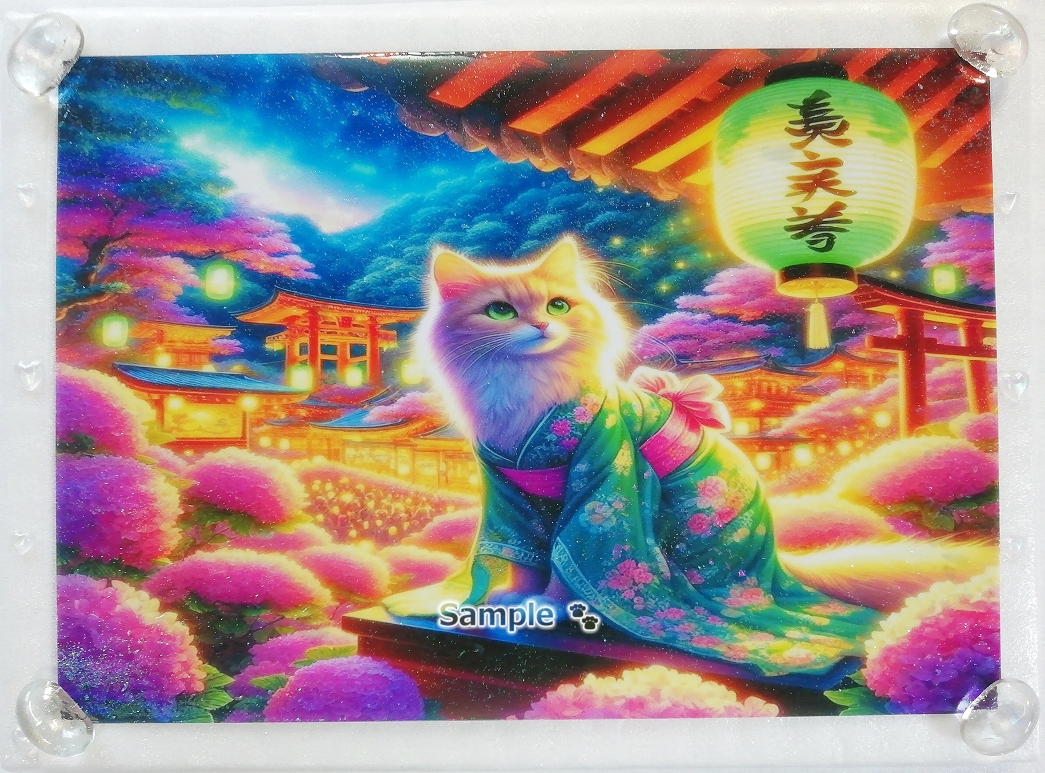 Empire des chats 42 A4 Chat de lin kimono peinture dessinée à la main art CG original