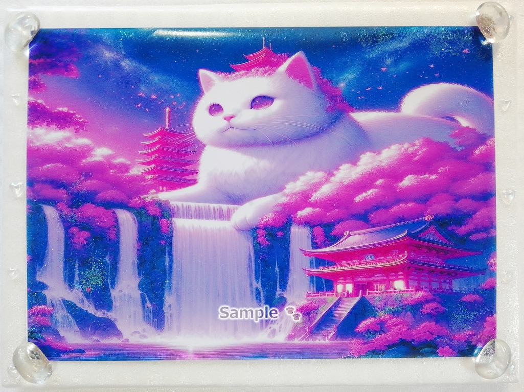 Imperio gato 62 A4 Santuario gato blanco dibujado a mano pintura arte CG original