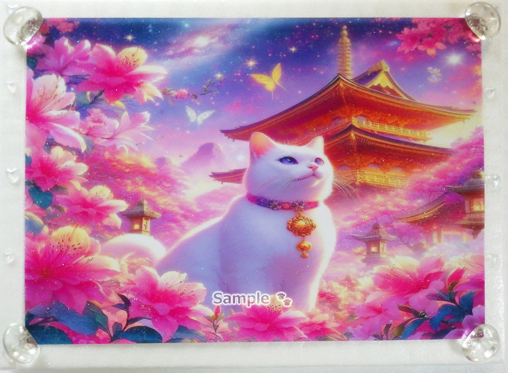 Imperio gato 66 A4 Santuario gato blanco dibujado a mano pintura arte CG original