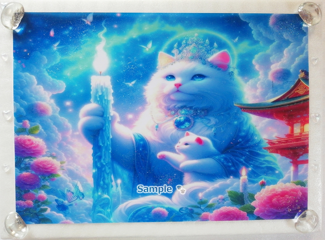 Imperio gato 78 A4 Santuario gato blanco dibujado a mano pintura arte CG original