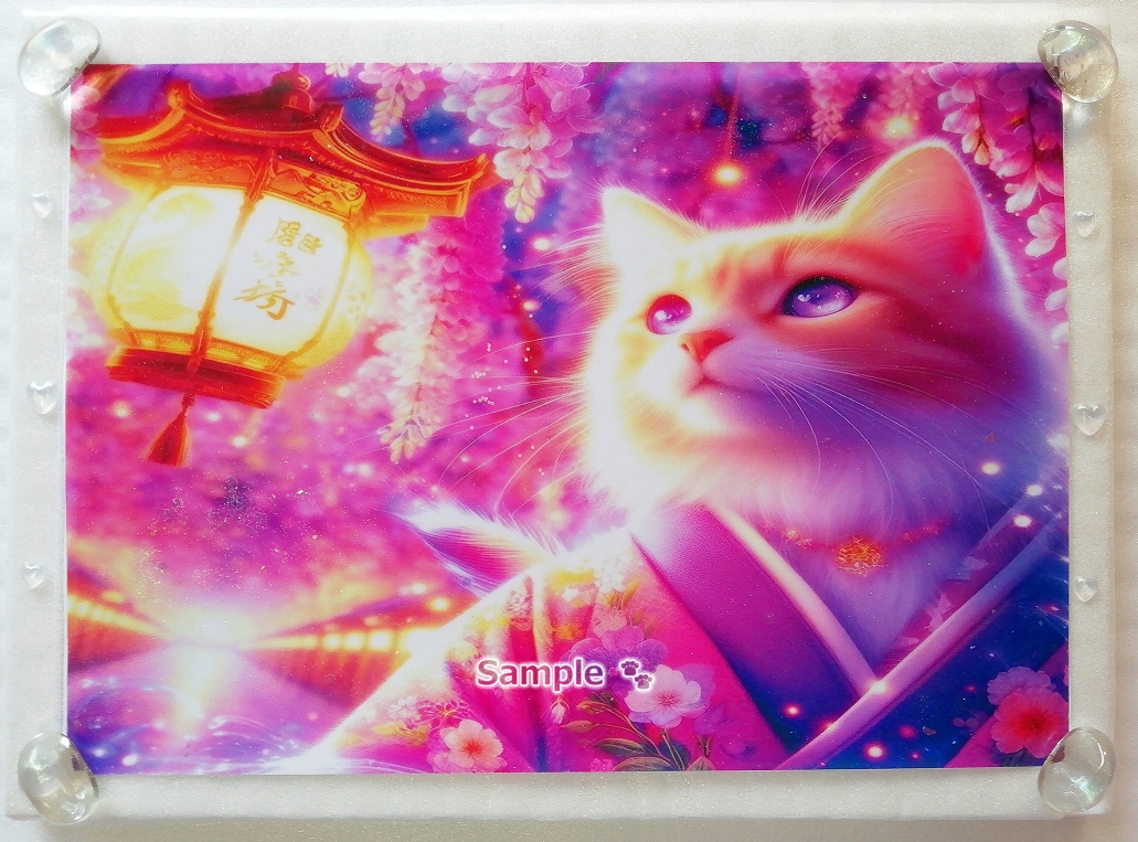 Empire des chats 80 A4 Chat de lin kimono peinture dessinée à la main art CG original