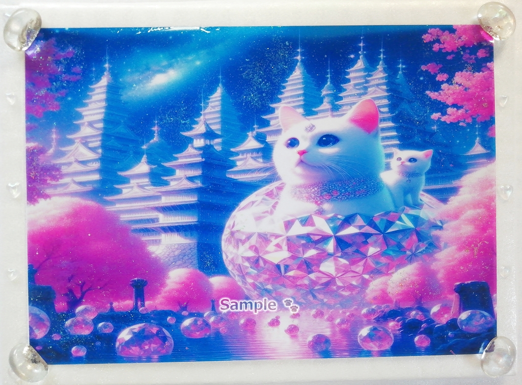 Katzenimperium 83 A4 Juwel weiße Katze Handgezeichnetes Gemälde Original CG kunst