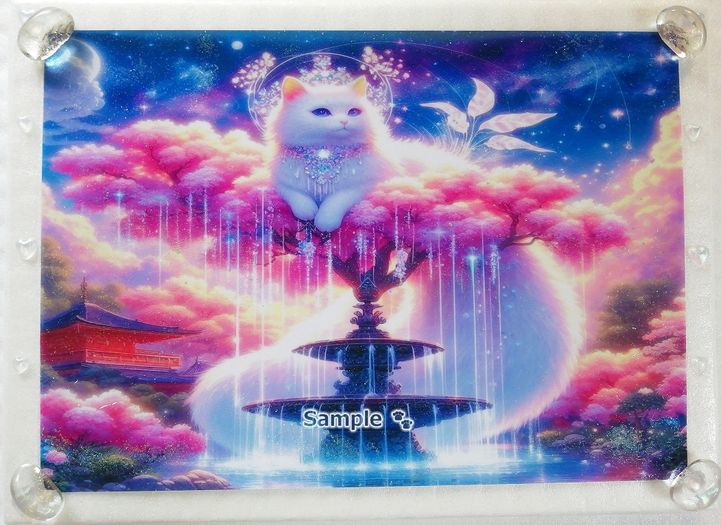 Imperio gato 88 A4 Santuario gato blanco dibujado a mano pintura arte CG original