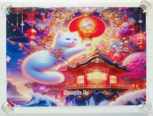 Art hand Auction 猫帝国 108 A4 神社白猫 手绘绘画CG原创艺术