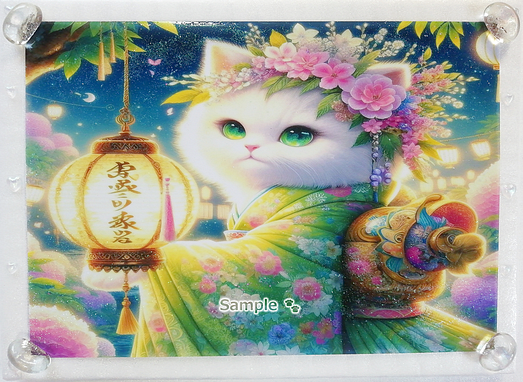 Art hand Auction Katzenimperium 109 A4 Kimono weiße Katze Handgezeichnetes Gemälde Original CG kunst