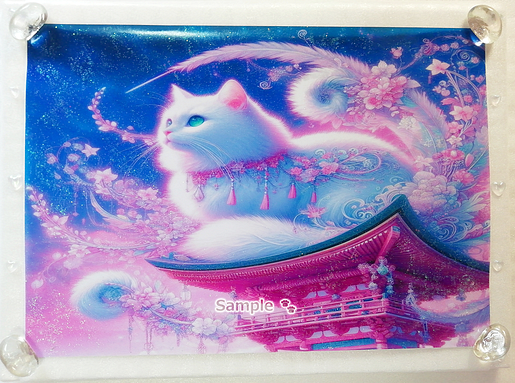 Art hand Auction 猫帝国 13 A4 神社白猫 手绘绘画CG原创艺术