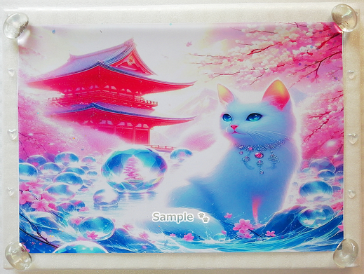 Art hand Auction 猫帝国 141 A4 神社白猫 手绘绘画CG原创艺术