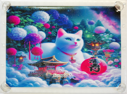 Art hand Auction Cat empire 144 A4 Shrine white cat Hand drawn & painting CG original art