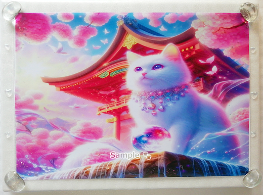 Art hand Auction 猫帝国 159 A4 神社白猫 手绘绘画CG原创艺术