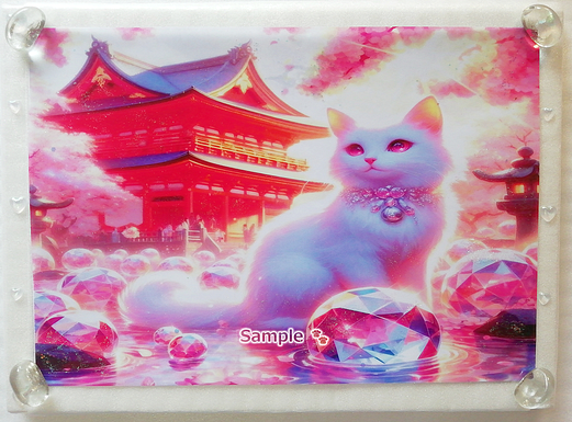 Art hand Auction Cat empire 162 A4 Shrine white cat Hand drawn & painting CG original art