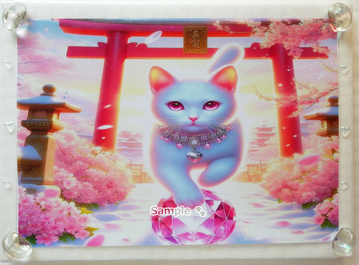 Art hand Auction 猫帝国 171 A4 神社白猫 手绘绘画CG原创艺术