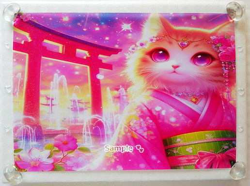 Art hand Auction 猫帝国 02 A4 神社亚麻猫手绘绘画CG原创艺术