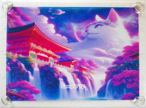 Art hand Auction 猫帝国 25 A4 神社白猫 手绘绘画CG原创艺术