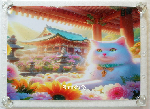 Art hand Auction 猫帝国 26 A4 神社白猫 手绘绘画CG原创艺术