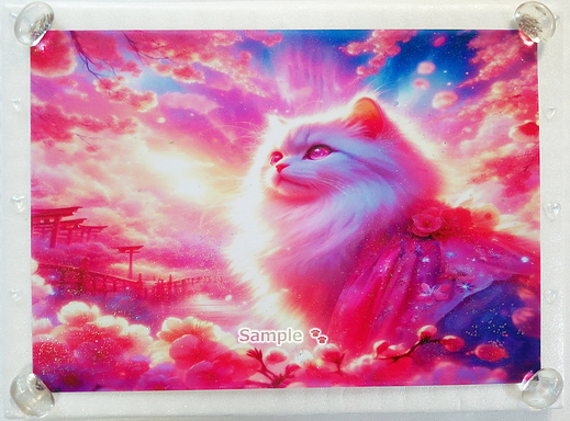 Art hand Auction Cat empire 32 A4 Shrine fluffy white cat Hand drawn & painting CG original art