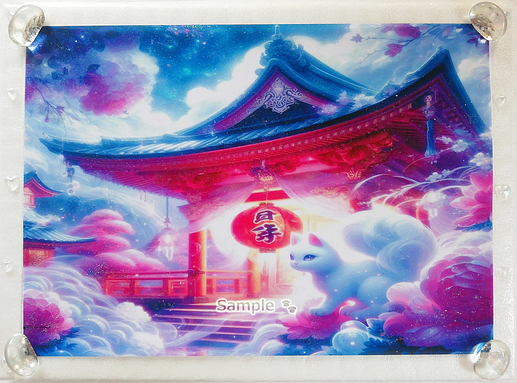 Art hand Auction ネコ日本帝国 04 神社と白猫 手描き&CG 絵画イラストオリジナル原画 A4