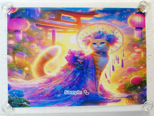 Art hand Auction Cat empire 48 A4 Kimono flaxen cat Hand drawn & painting CG original art