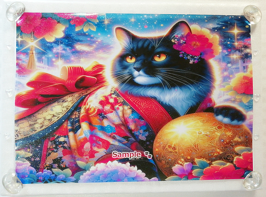 Art hand Auction Katzenimperium 05 A4 Kimono schwarz weiße Katze Handgezeichnetes Gemälde Original CG kunst