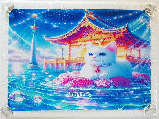 Art hand Auction 猫帝国 51 A4 神社白猫 手绘绘画CG原创艺术