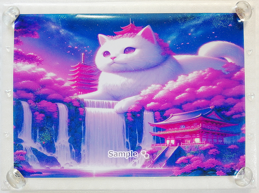 Art hand Auction 猫帝国 62 A4 神社白猫 手绘绘画CG原创艺术