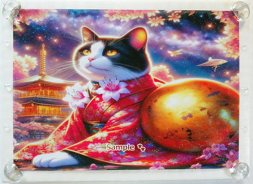 Art hand Auction Katzenimperium 84 A4 Kimono schwarz weiße Katze Handgezeichnetes Gemälde Original CG kunst