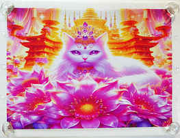 Art hand Auction Empire des chats 112 A4 Dieu chat blanc peinture dessinée à la main art original