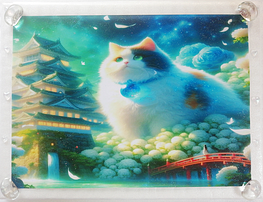 Art hand Auction ネコ日本帝国 129 神社と三毛猫 手描き&CG 絵画イラストオリジナル原画 A4