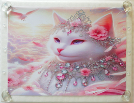 Art hand Auction Empire des chats 14 A4 Bijou chat blanc peinture dessinée à la main art original