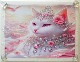 Art hand Auction 猫帝国 14 A4 宝石白猫 手绘绘画原创艺术