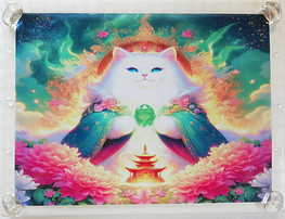 Art hand Auction Empire des chats 146 A4 Dieu chat blanc peinture dessinée à la main art original