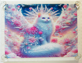 Art hand Auction Empire des chats 147 A4 Dieu chat blanc peinture dessinée à la main art original