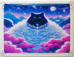 Art hand Auction ネコ日本帝国 173 宝石と黒猫 手描き&CG 絵画イラストオリジナル原画 A4