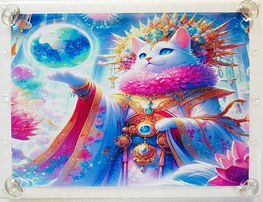 Art hand Auction 猫帝国 21 A4 神白猫 手绘绘画原创艺术