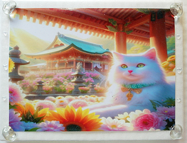 Art hand Auction 猫帝国 26 A4 神社白猫 手绘绘画原创艺术