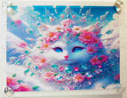 Art hand Auction 猫帝国 33 A4 宝石白猫 手绘绘画原创艺术