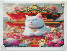 Art hand Auction Empire des chats 34 A4 Sanctuaire chat blanc peinture dessinée à la main art original