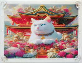 Art hand Auction 猫帝国 34 A4 神社白猫 手绘绘画原创艺术