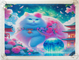 Art hand Auction 猫帝国 35 A4 神社白猫 手绘绘画原创艺术