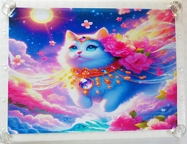 Art hand Auction 猫帝国 36 A4 宝石白猫 手绘绘画原创艺术