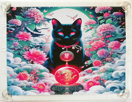 Art hand Auction ネコ日本帝国 44 宝石と黒猫 手描き&CG 絵画イラストオリジナル原画 A4