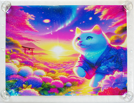 Art hand Auction 猫帝国 47 A4 神社白猫 手绘绘画原创艺术