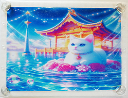 Art hand Auction 猫帝国 51 A4 神社白猫 手绘绘画原创艺术